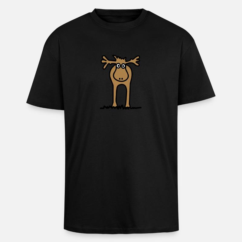 Lustiger Elch oder Rentier? - Oversized Heavyweight Unisex T-Shirt - Schwarz
