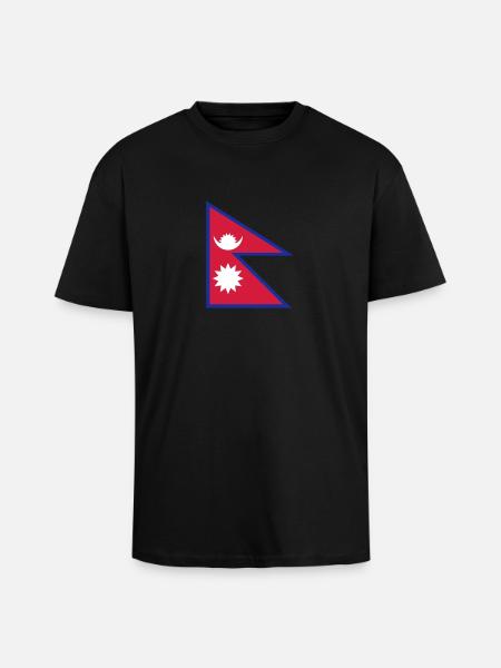National Flag Of Nepal - Unisex Oversized Heavyweight T-shirt - black