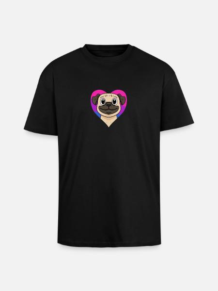 Bisexual Pug Dog Gift - Unisex Oversized Heavyweight T-shirt - black