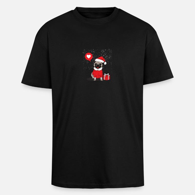 Weihnachtsmops / Mops - Oversized Heavyweight Unisex T-Shirt - Schwarz