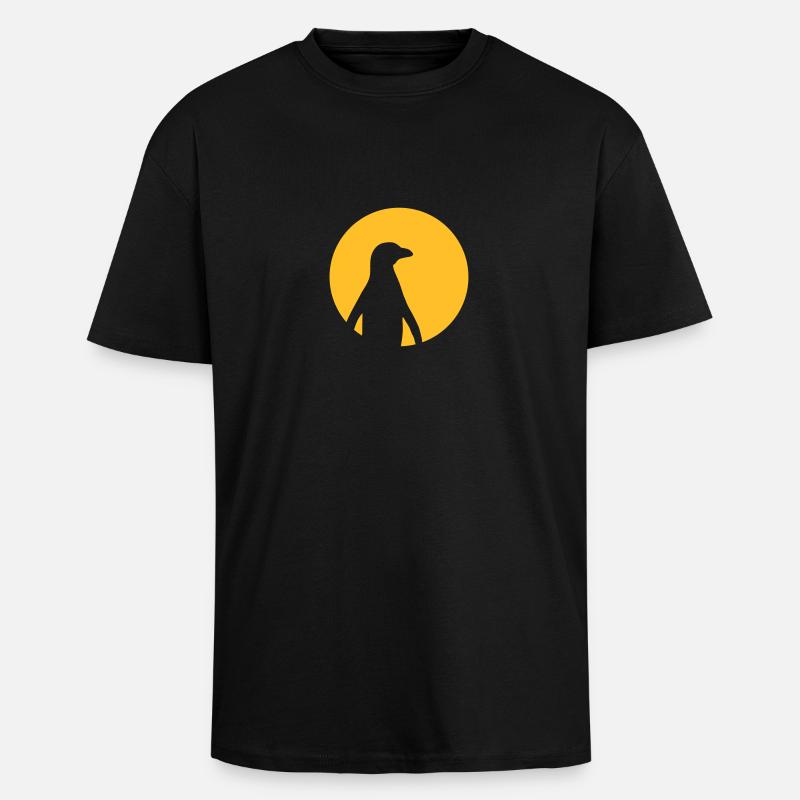 Pinguin - Oversized Heavyweight Unisex T-Shirt - Schwarz