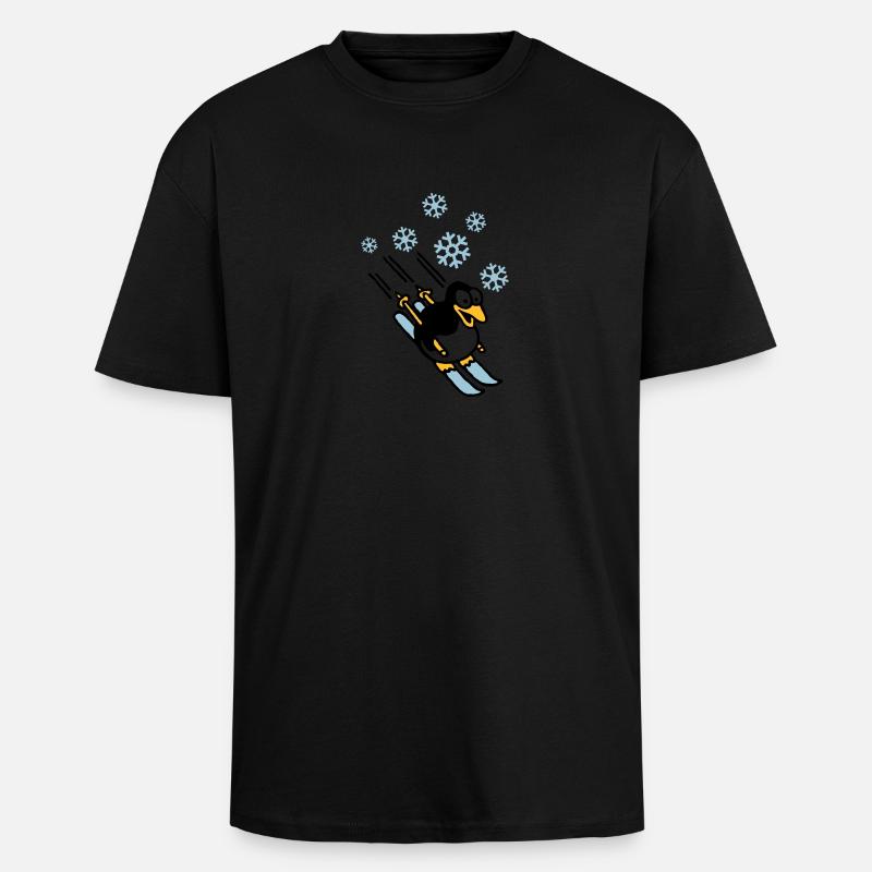 pinguin_ski_022011_h_3c - Oversized Heavyweight Unisex T-Shirt - Schwarz