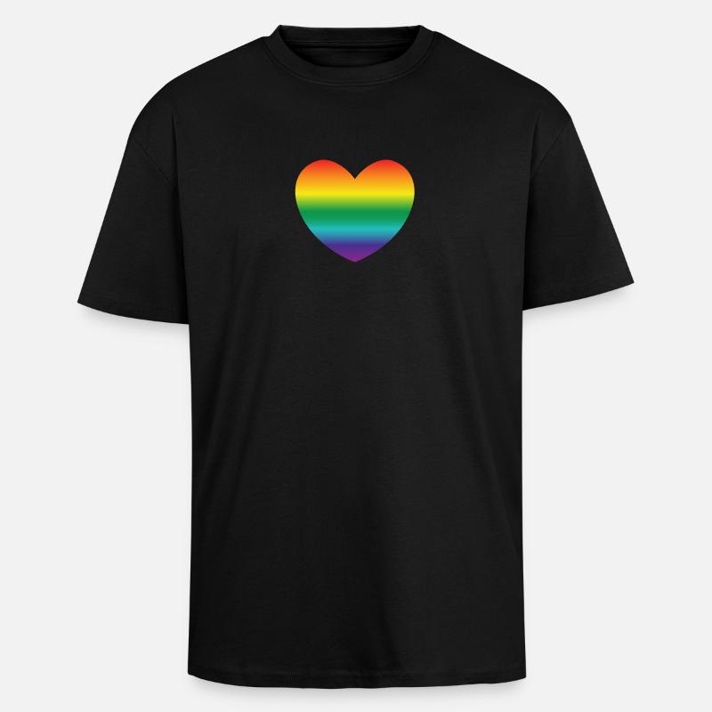 Herz in Regenbogenfarben - Oversized Heavyweight Unisex T-Shirt - Schwarz