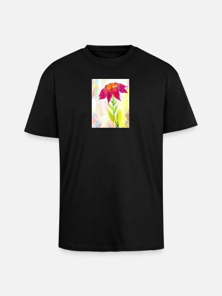 Une fleur - T-shirt unisexe oversize épais - noir