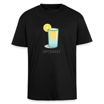 Optimist - Oversized Heavyweight Unisex T-Shirt - Schwarz - Vorne - Alina (178cm) & Michal (187cm)