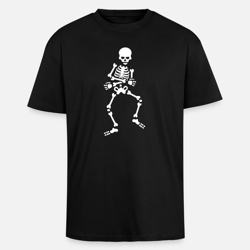 Skidibi dance challenge danse squelette meme - T-shirt unisexe oversize épais - noir