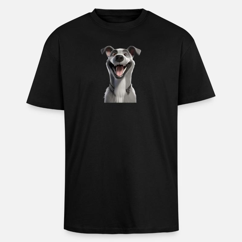 Mascotte du lévrier souriant - T-shirt unisexe oversize épais - noir