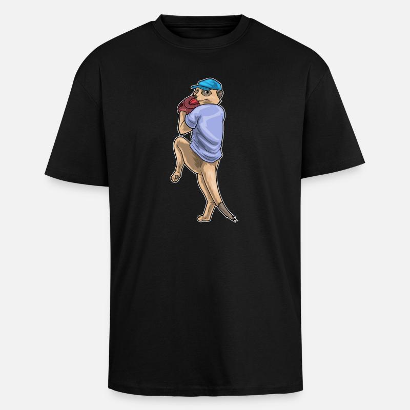 Erdmännchen Baseball Baseballhandschuh - Oversized Heavyweight Unisex T-Shirt - Schwarz