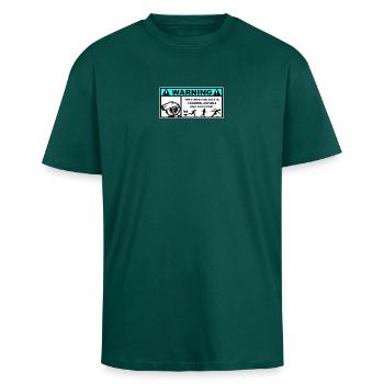 Autocollant Danger Turbo  - T-shirt unisexe oversize épais - hunter green - Devant - Alina (178cm) & Michal (187cm)