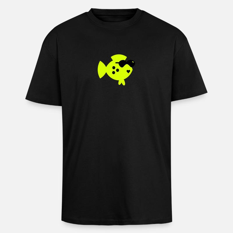 Blindfisch / blind fish (2c) - Oversized Heavyweight Unisex T-Shirt - Schwarz