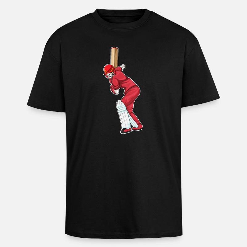 Skeleton Cricket Cricket Bats - T-shirt unisexe oversize épais - noir