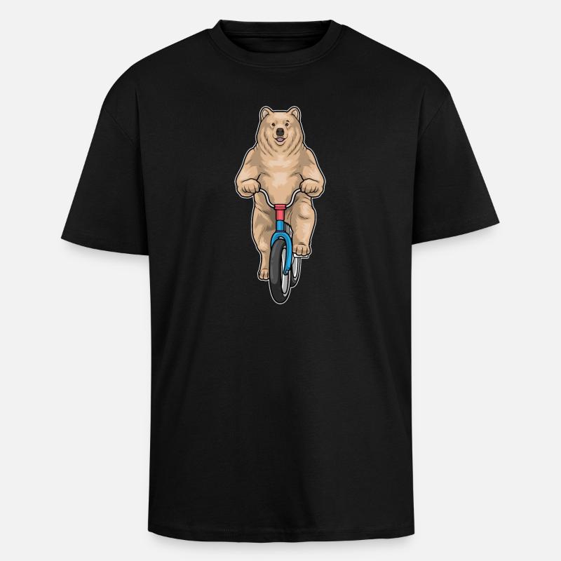 Vélo Bear - T-shirt unisexe oversize épais - noir
