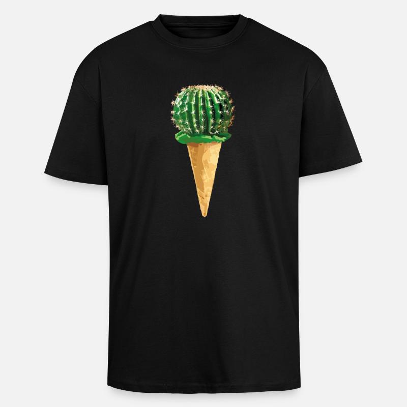 Kaktus mit Eiscreme - Oversized Heavyweight Unisex T-Shirt - Schwarz