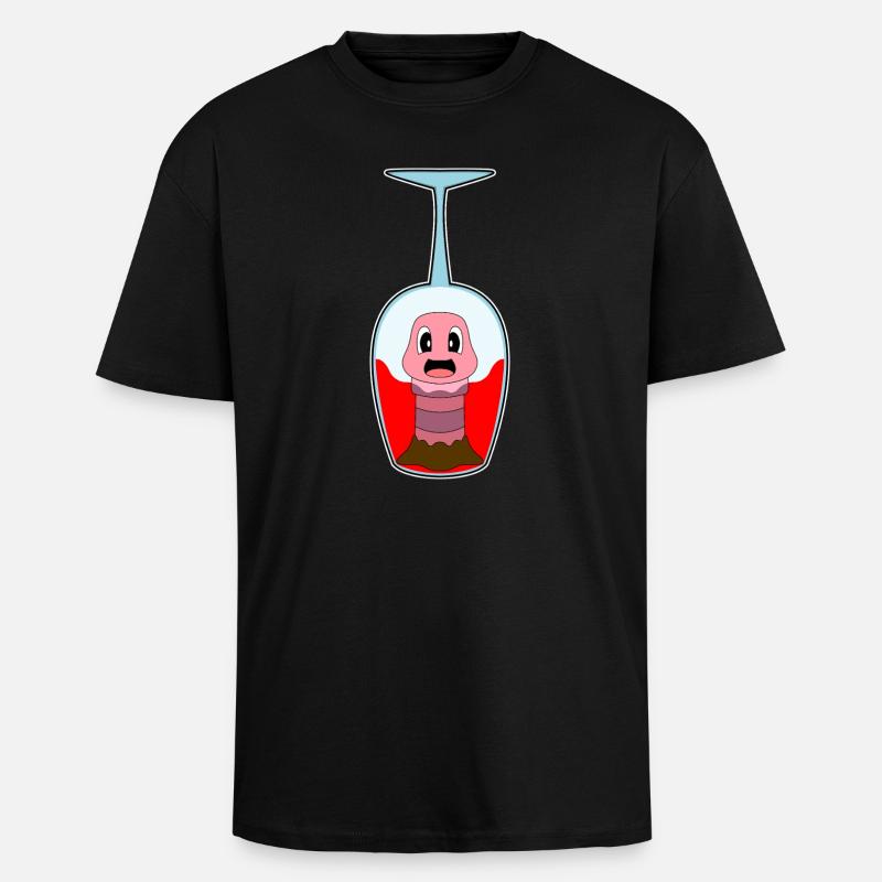 Wurm Rotwein - Oversized Heavyweight Unisex T-Shirt - Schwarz