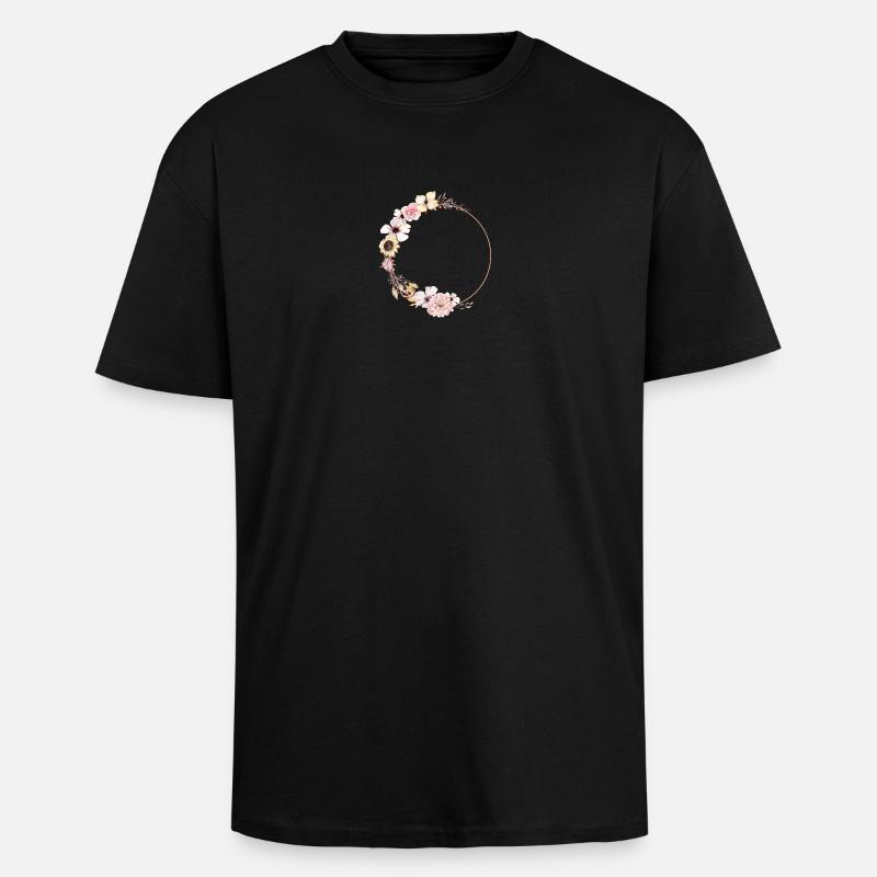 peachy_wreath - Oversized Heavyweight Unisex T-Shirt - Schwarz
