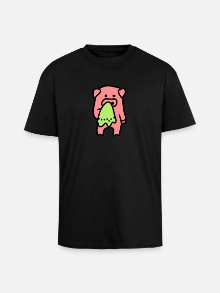 Pig sad / sick 3 - Unisex Oversized Heavyweight T-shirt - black