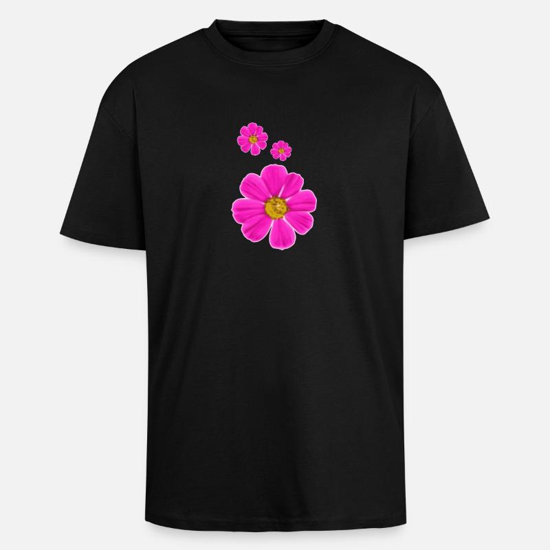fleurs - T-shirt unisexe oversize épais - noir