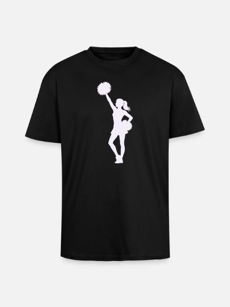 Cheerleading Silhouette mit Pompons - Oversized Heavyweight Unisex T-Shirt - Schwarz