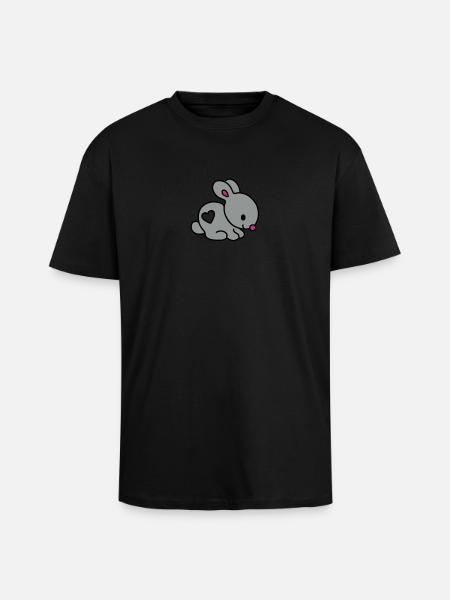 lapin coeur - T-shirt unisexe oversize épais - noir