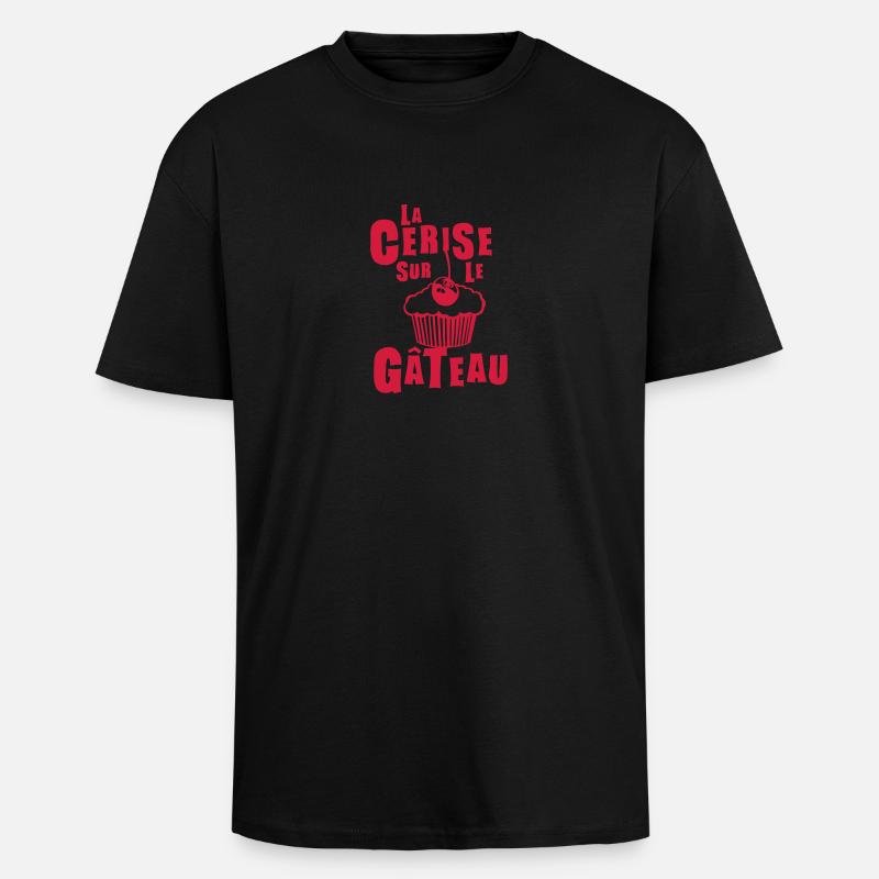 cerise sur gateau expression - T-shirt unisexe oversize épais - noir