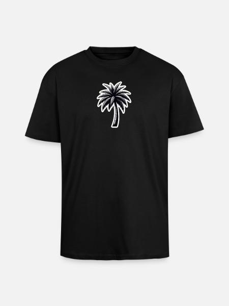 Palm tree black white - Unisex Oversized Heavyweight T-shirt - black