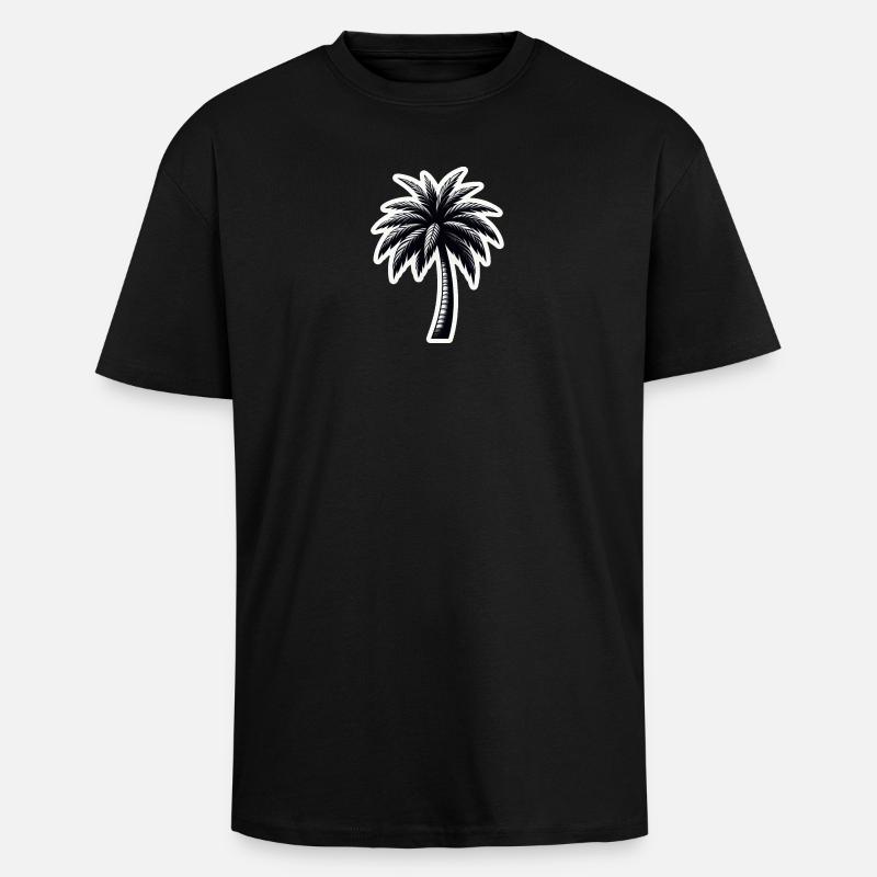 Palmier noir blanc - T-shirt unisexe oversize épais - noir
