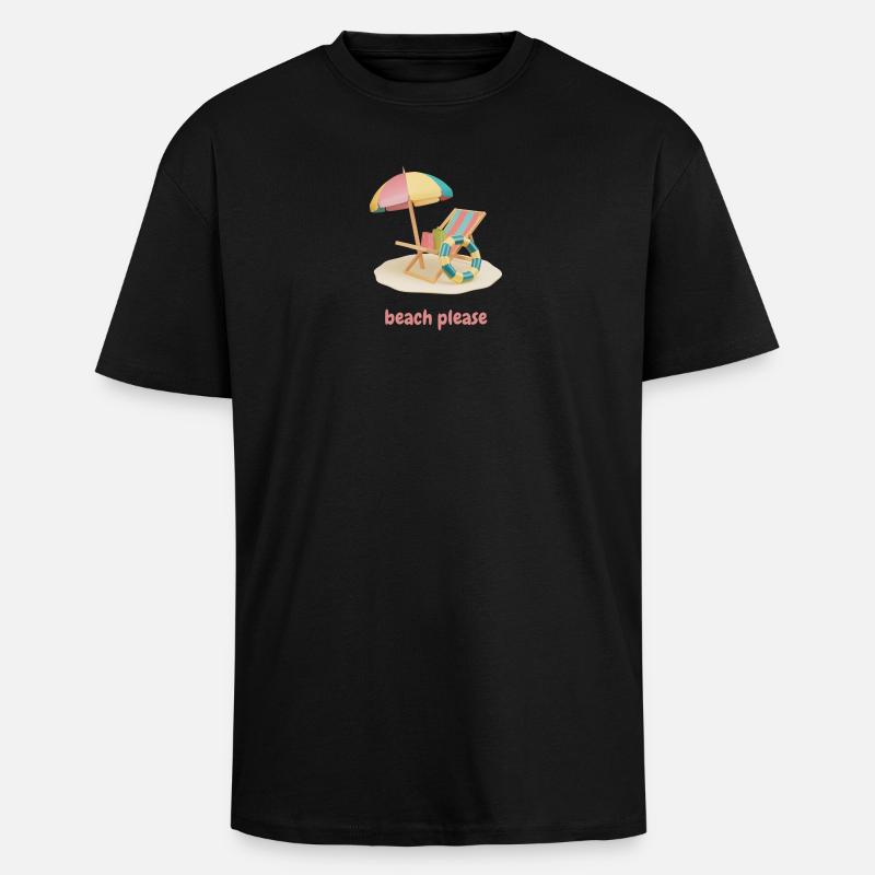 Beach please - Oversized Heavyweight Unisex T-Shirt - Schwarz