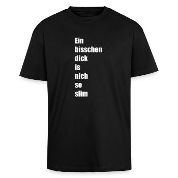 Ein bisschen dick - Oversized Heavyweight Unisex T-Shirt - Schwarz - Vorne - Alina (178cm) & Michal (187cm)