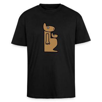 Känguru Schwangerschaft schwanger Mutter Baby Kind - Oversized Heavyweight Unisex T-Shirt - Schwarz - Vorne - Alina (178cm) & Michal (187cm)