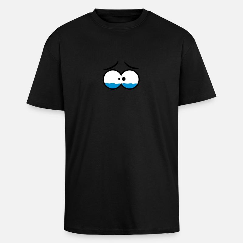 Sad Crying Comic Eyes - Oversized Heavyweight Unisex T-Shirt - Schwarz