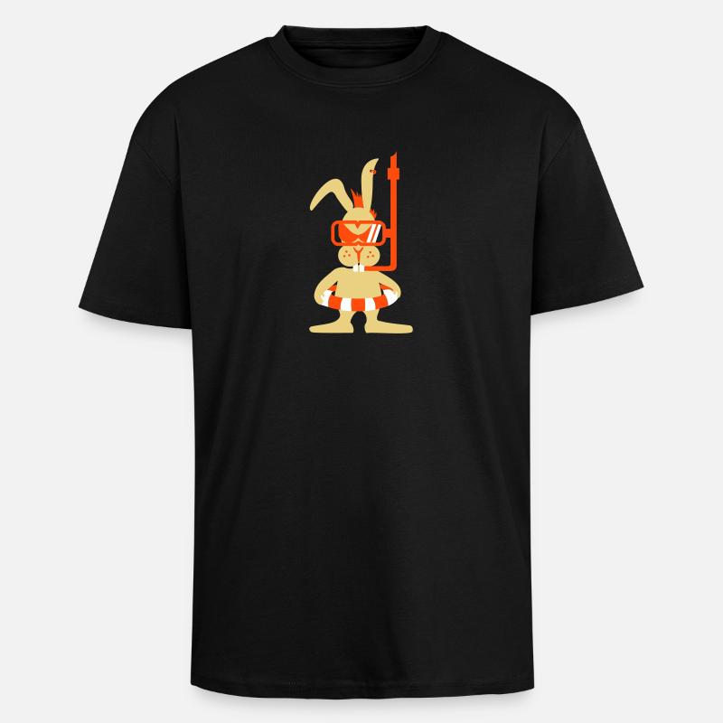Diver bunny (3c) - Oversized Heavyweight Unisex T-Shirt - Schwarz