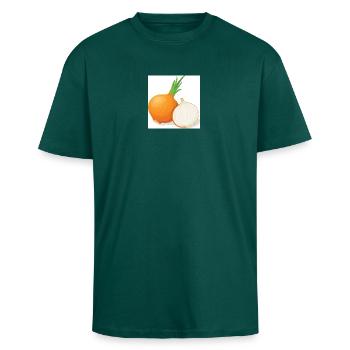 Zwiebel - Oversized Heavyweight Unisex T-Shirt - hunter Green - Vorne - Alina (178cm) & Michal (187cm)