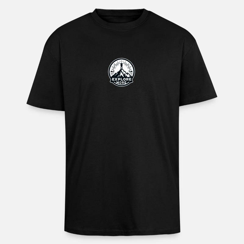 Explore more - Wanderer - Oversized Heavyweight Unisex T-Shirt - Schwarz
