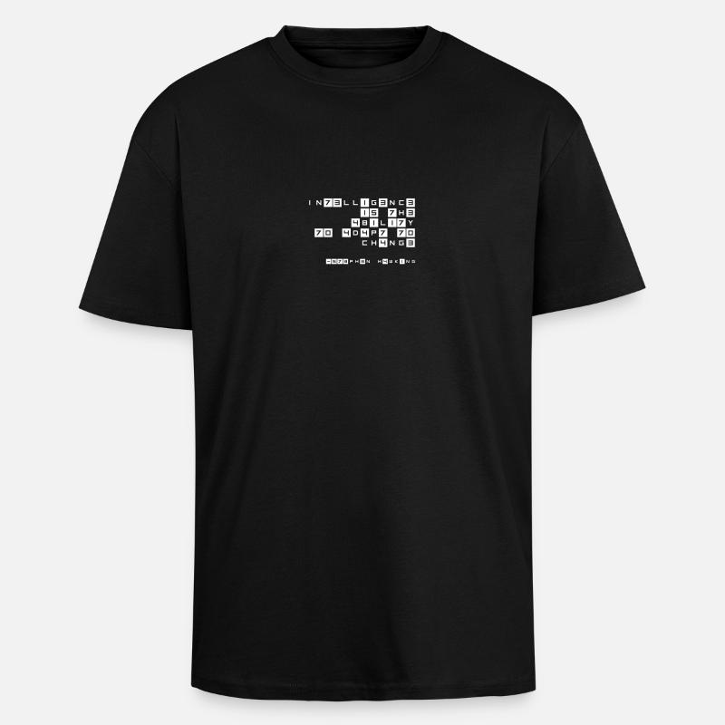 Stephen Hawking Intelligence Leetspeak - Oversized Heavyweight Unisex T-Shirt - Schwarz