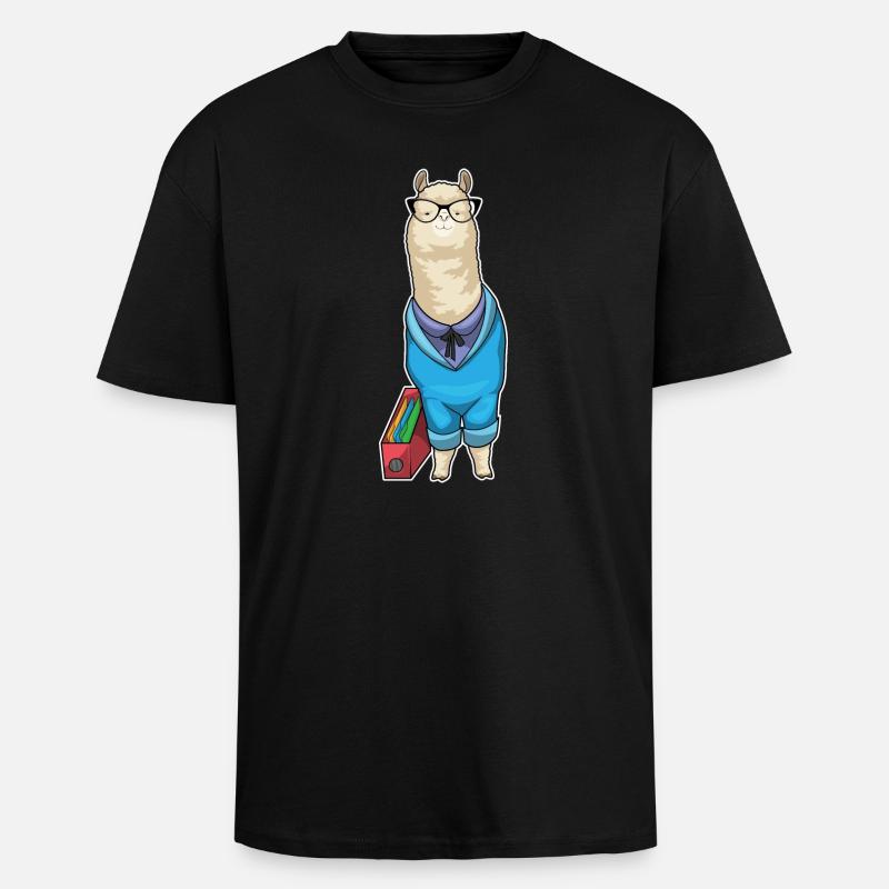 Alpaca Secretary Folder Office - Unisex Oversized Heavyweight T-shirt - black