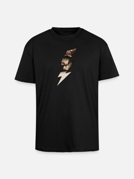 Lightning cat - Unisex Oversized Heavyweight T-shirt - black