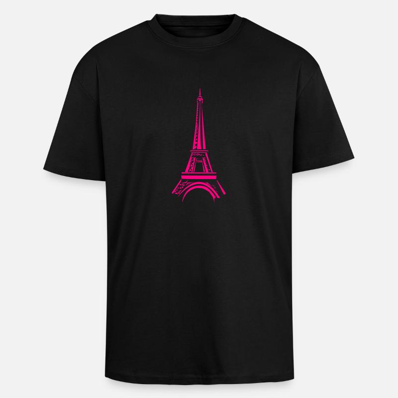 Rosa Eiffelturm - Oversized Heavyweight Unisex T-Shirt - Schwarz