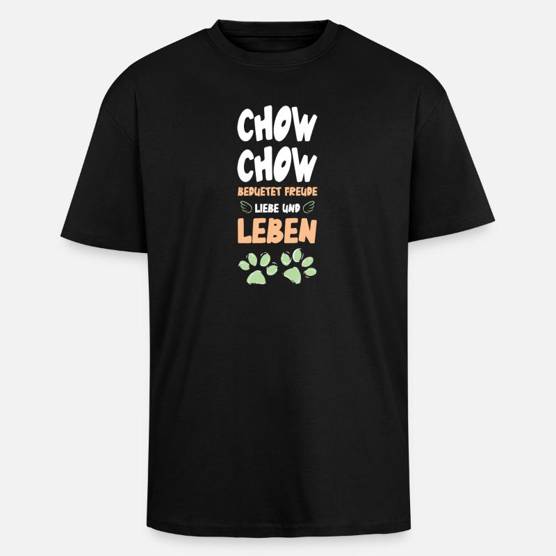 ChowChow Love And Life Pattern - Unisex Oversized Heavyweight T-shirt - black
