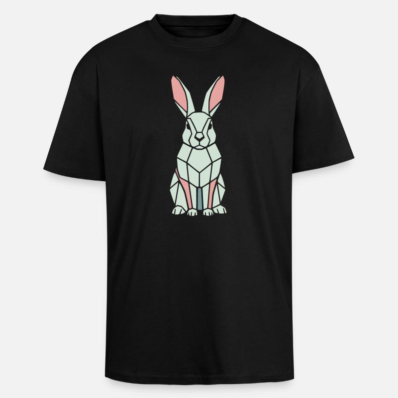 Geometrischer Hase Low Poly Modern - Oversized Heavyweight Unisex T-Shirt - Schwarz