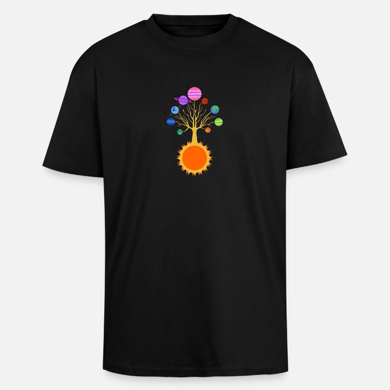 Sonnensystem-Baum - Oversized Heavyweight Unisex T-Shirt - Schwarz