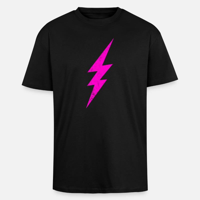 Leuchtender Pinker Blitz - Oversized Heavyweight Unisex T-Shirt - Schwarz