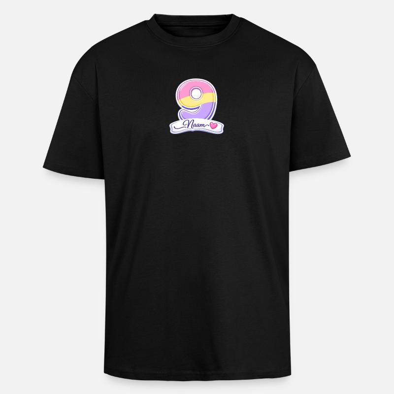 Birthday 9 Pastel customizable - Unisex Oversized Heavyweight T-shirt - black