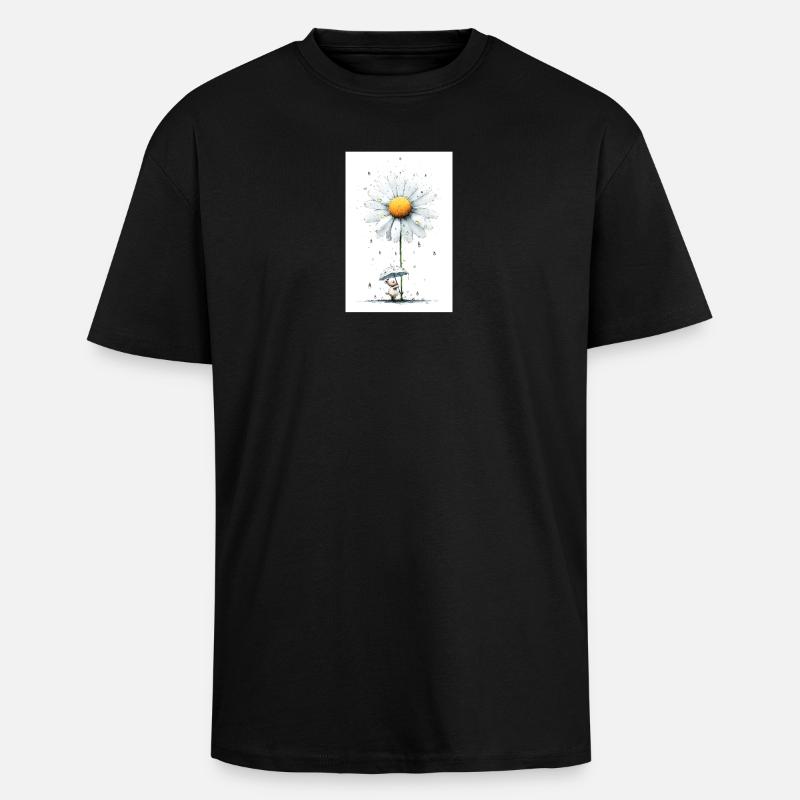 Gänseblümchen Bär mit Regenschirm - Oversized Heavyweight Unisex T-Shirt - Schwarz