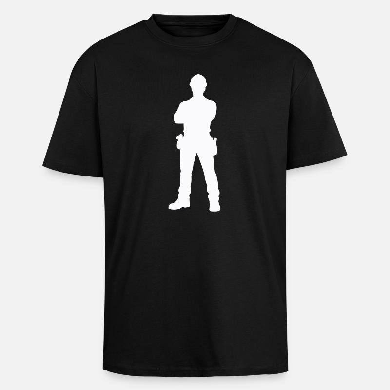 Construction Worker Construction Silhouette - Unisex Oversized Heavyweight T-shirt - black