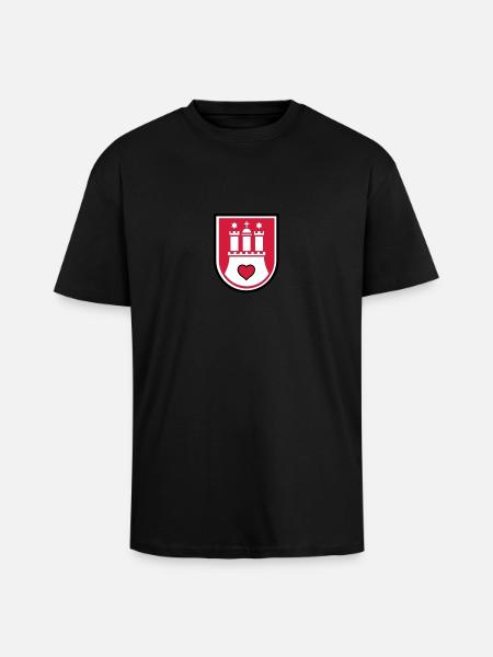 hamburg wappen - Oversized Heavyweight Unisex T-Shirt - Schwarz