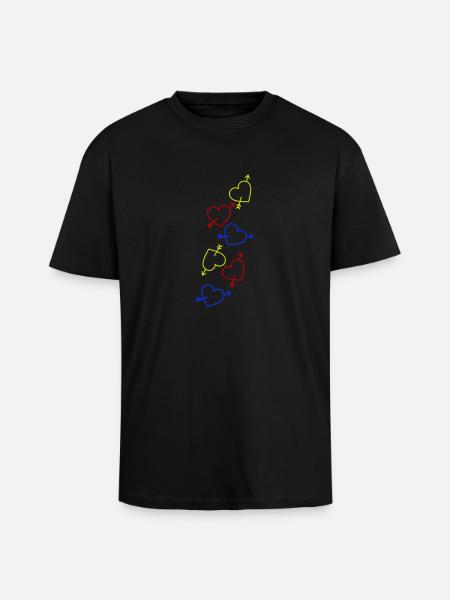 Herzen Bunt Herz - Oversized Heavyweight Unisex T-Shirt - Schwarz