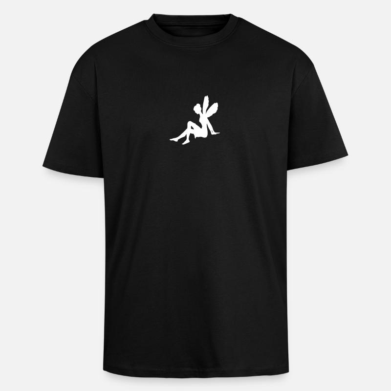 Sitzende Fee - Oversized Heavyweight Unisex T-Shirt - Schwarz