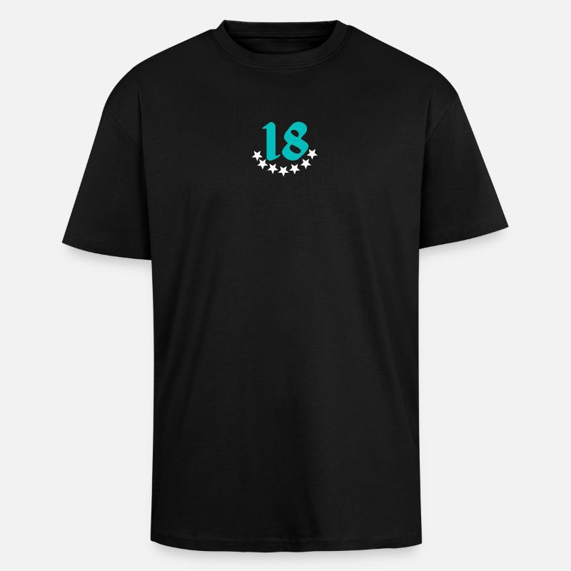 geschenkidee, 18 mit sternenmuster - Oversized Heavyweight Unisex T-Shirt - Schwarz