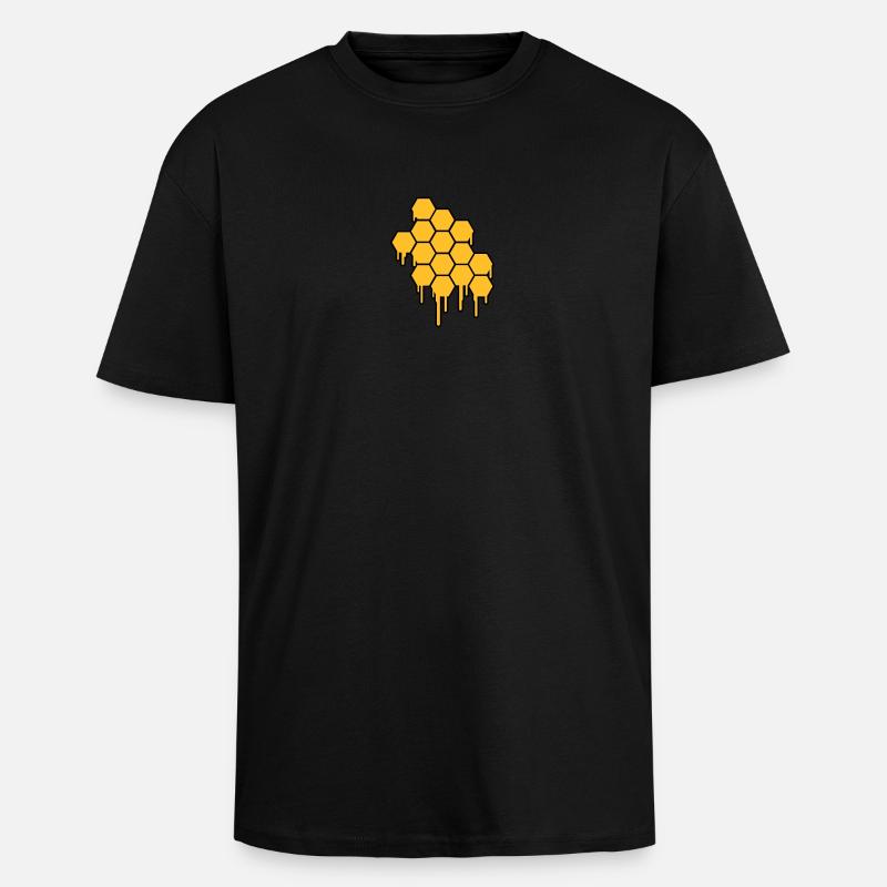 Honeycombs Pattern - Unisex Oversized Heavyweight T-shirt - black