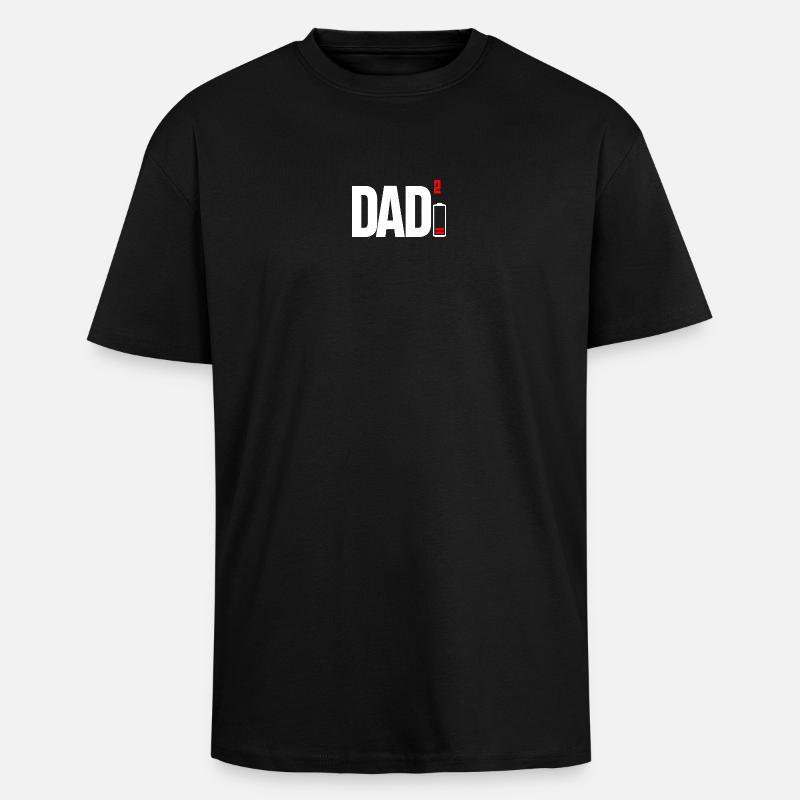 Dad Power Squared Battery Icon - Unisex Oversized Heavyweight T-shirt - black